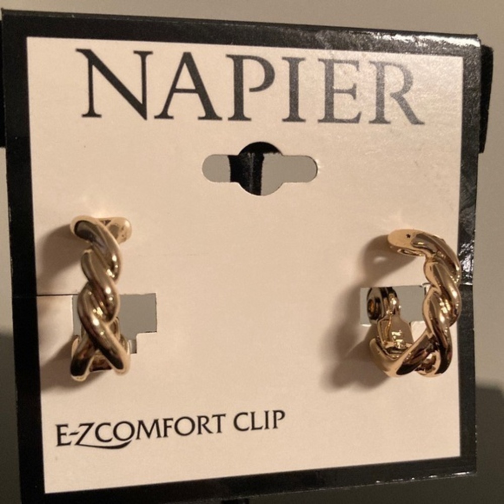 Napier Gold-Tone Twisted Clip Earrings